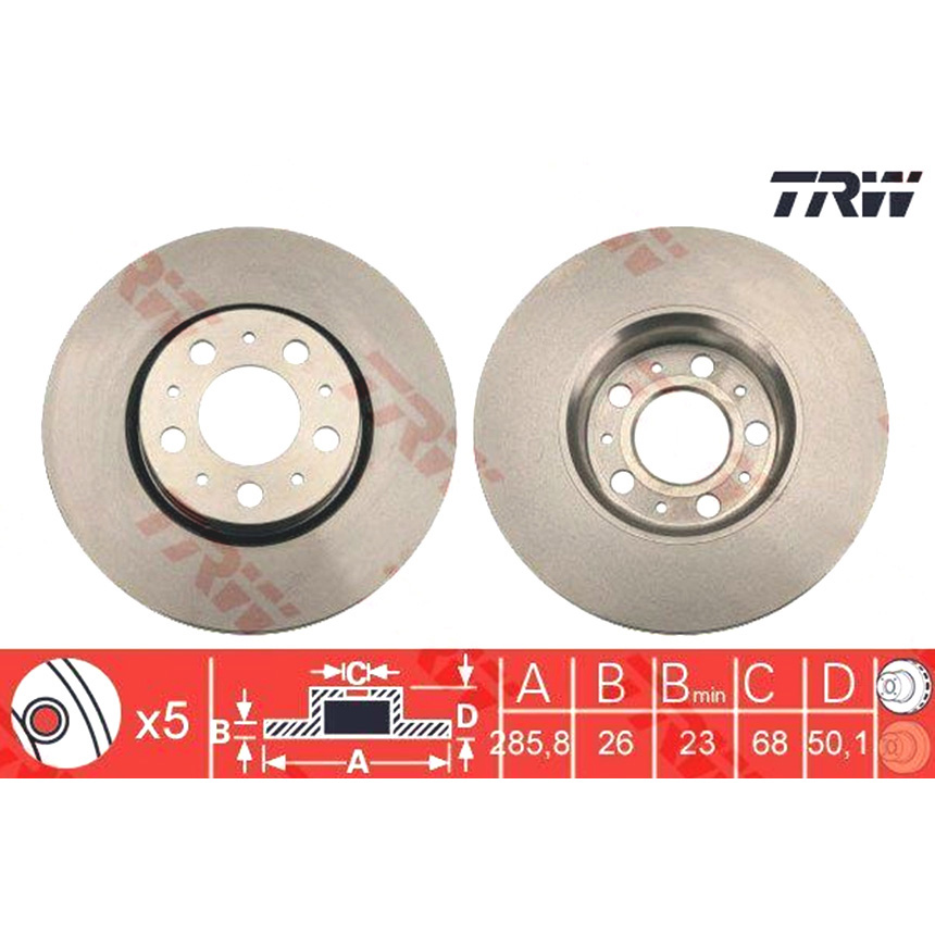 볼보 S60 T 00-10년 TRW 앞세트 브레이크디스크 2OG7