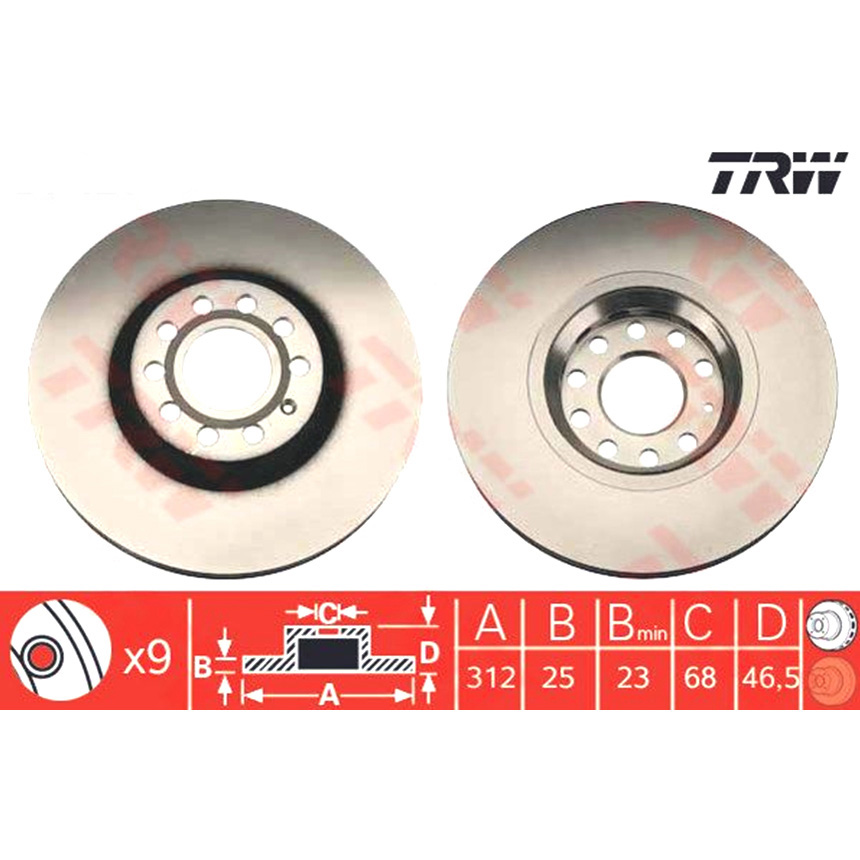 아우디 A4 3.0 8E 00-04년 TRW 앞세트 브레이크디스크 X74W