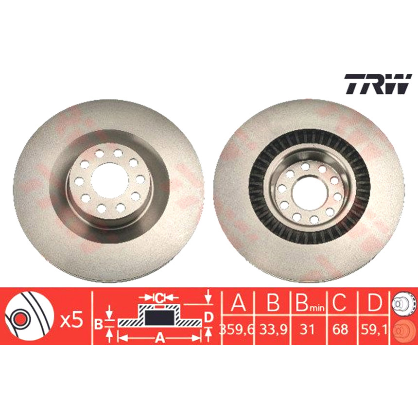 아우디 A6 4.2 FSI 4F 04-11년 TRW 앞세트 브레이크디스크 7L6V