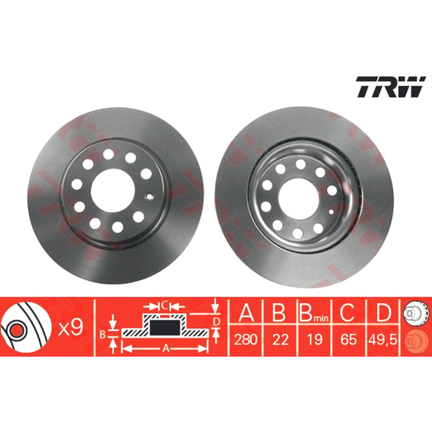 폭스바겐 제타 1.6 TDI 162 10-현재 TRW 앞세트 브레이크디스크 11GI