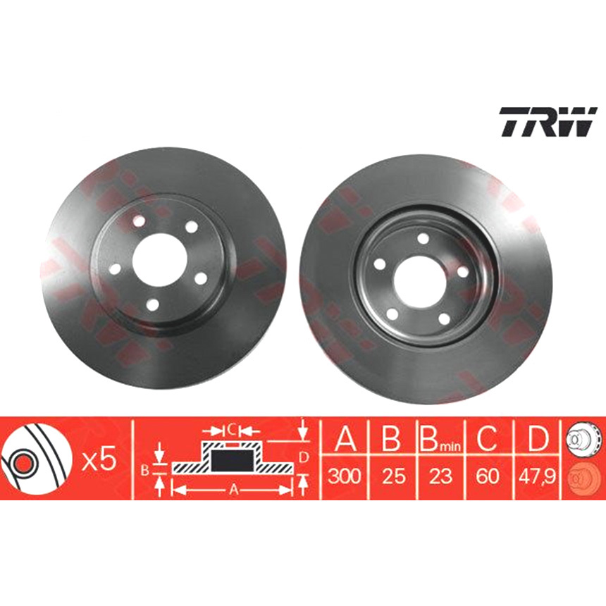 포드 포커스 III 1.6 Ti 10-현재 TRW 앞세트 브레이크디스크 GM3G