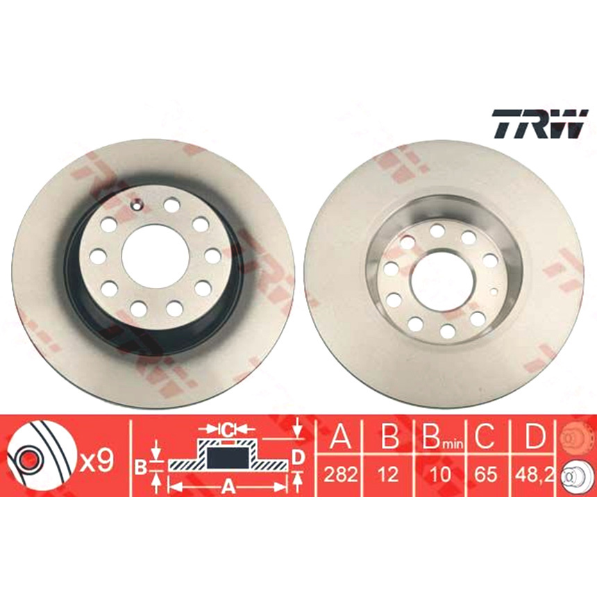 폭스바겐 CC 2.0 TSI 358 11-16년 TRW 뒤세트 브레이크디스크 605X