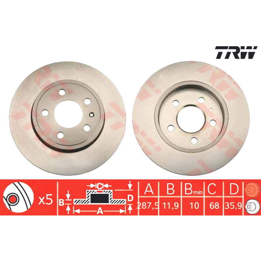 아우디 A4 3.0 8E 04-08년 TRW 뒤세트 브레이크디스크 1KRU