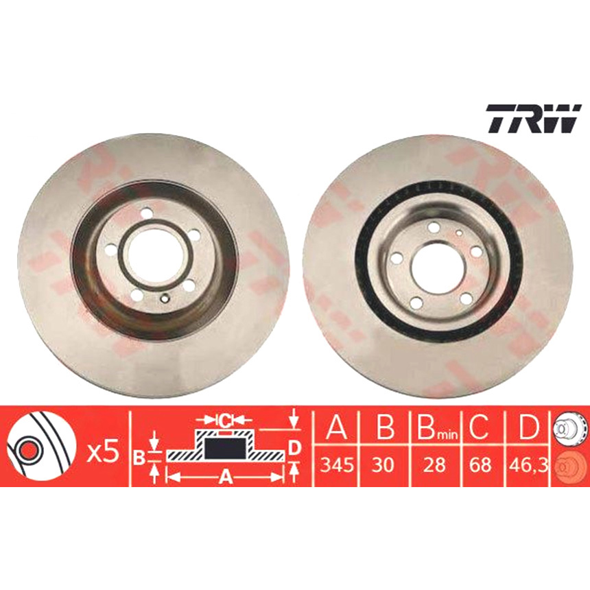 아우디 S4 8E 03-04년 TRW 앞세트 브레이크디스크 5Q40