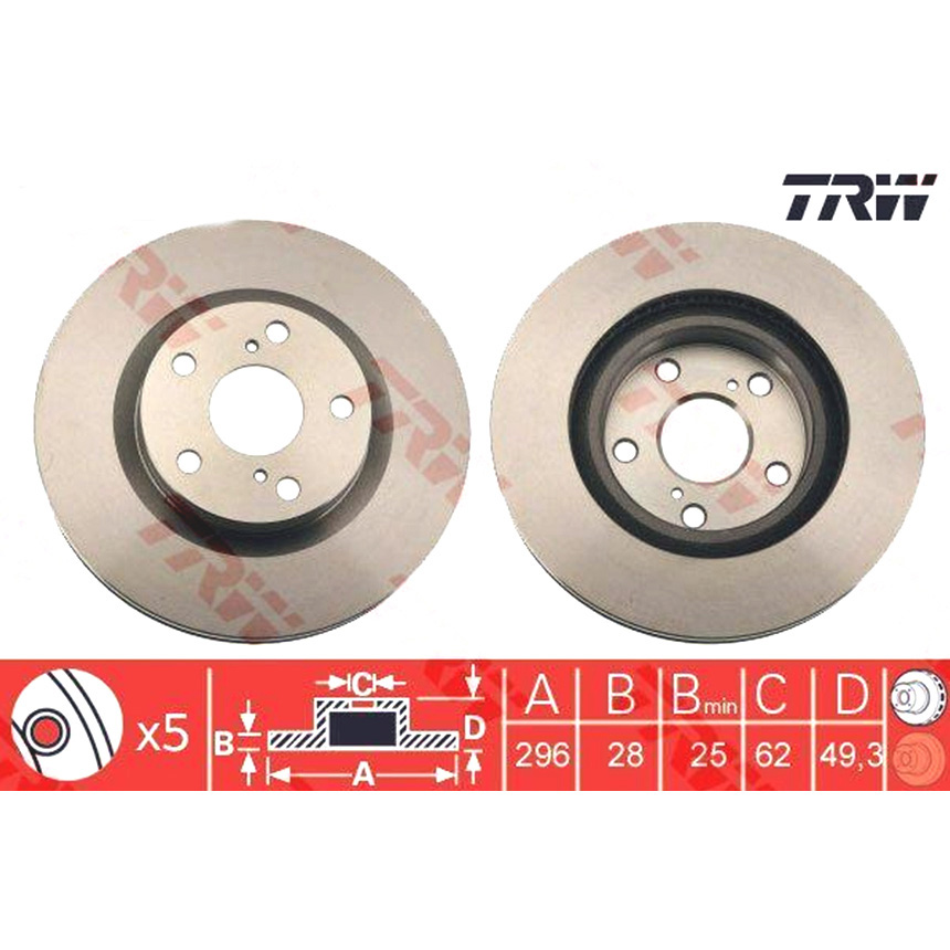 토요타 캠리 3.5 06-11년 TRW 앞세트 브레이크디스크 375W
