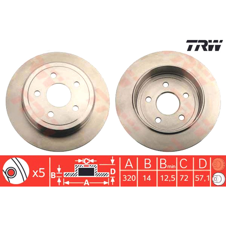 지프 그랜드 체로키 5.7 WH 04-10년 TRW 뒤세트 브레이크디스크 103M