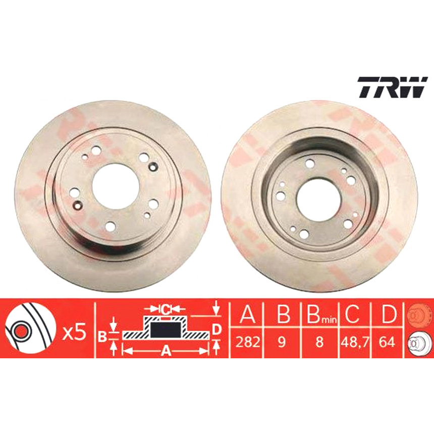 혼다 어코드 3.5 12-현재 TRW 뒤세트 브레이크디스크 G552
