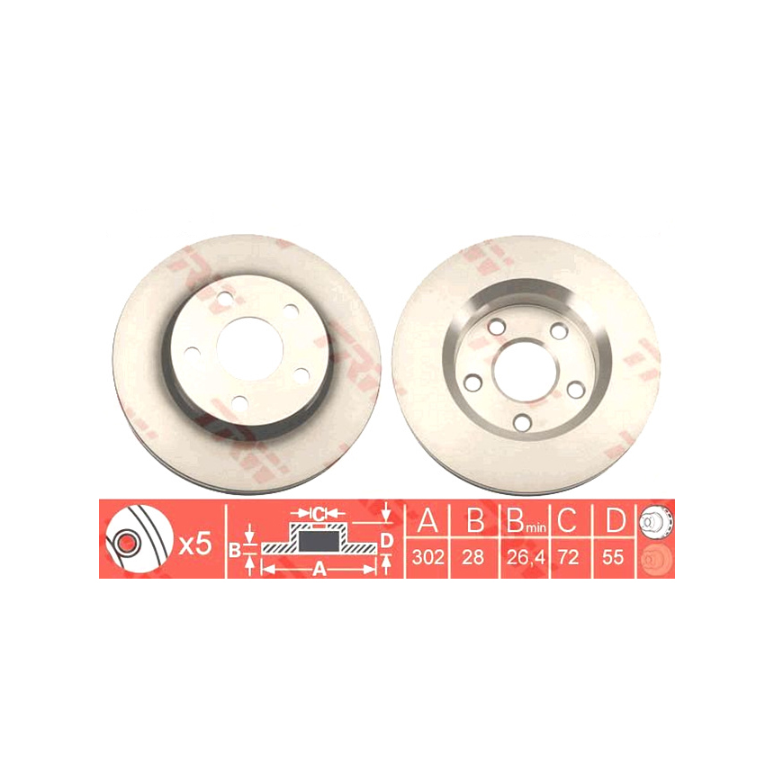 지프 랭글러 2.8 CRD JK 07-16년 TRW 앞세트 브레이크디스크 DYRS