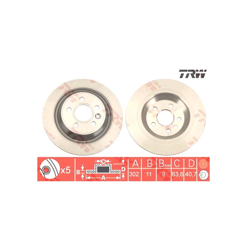 볼보 S60 T 10-18년 TRW 뒤세트 브레이크디스크 HN4H