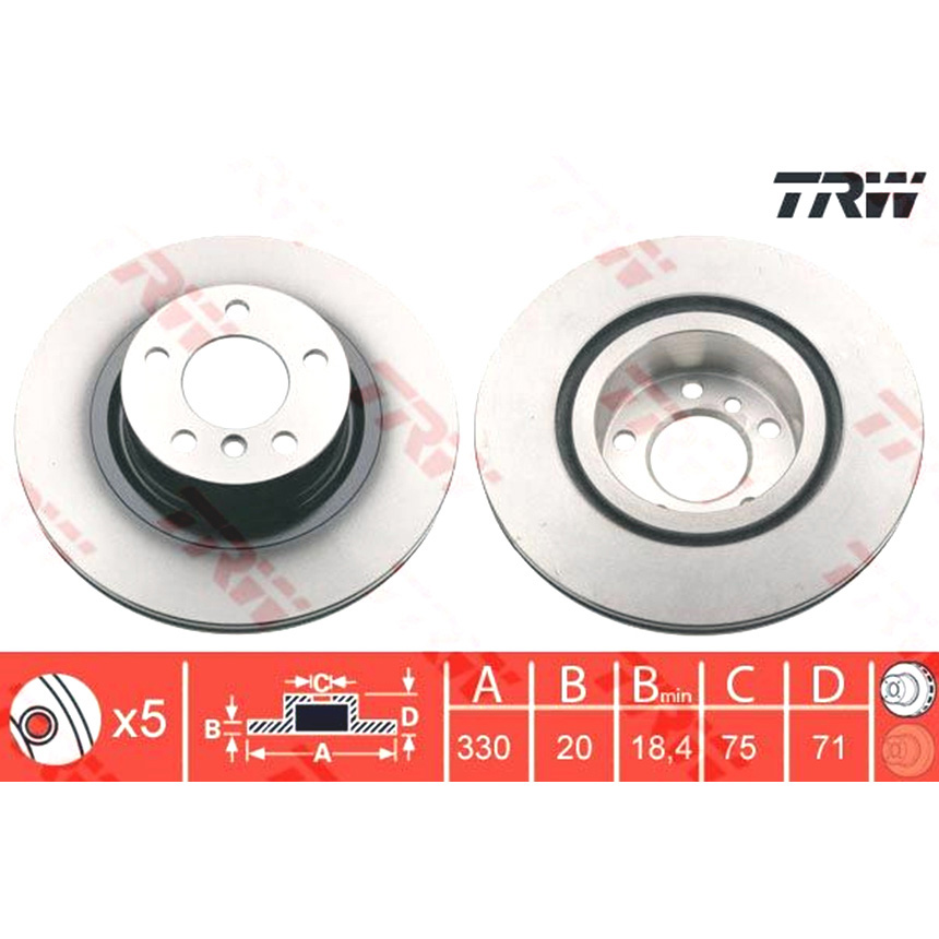 BMW X3 35i F25 10-17년 TRW 뒤세트 브레이크디스크 3U6B