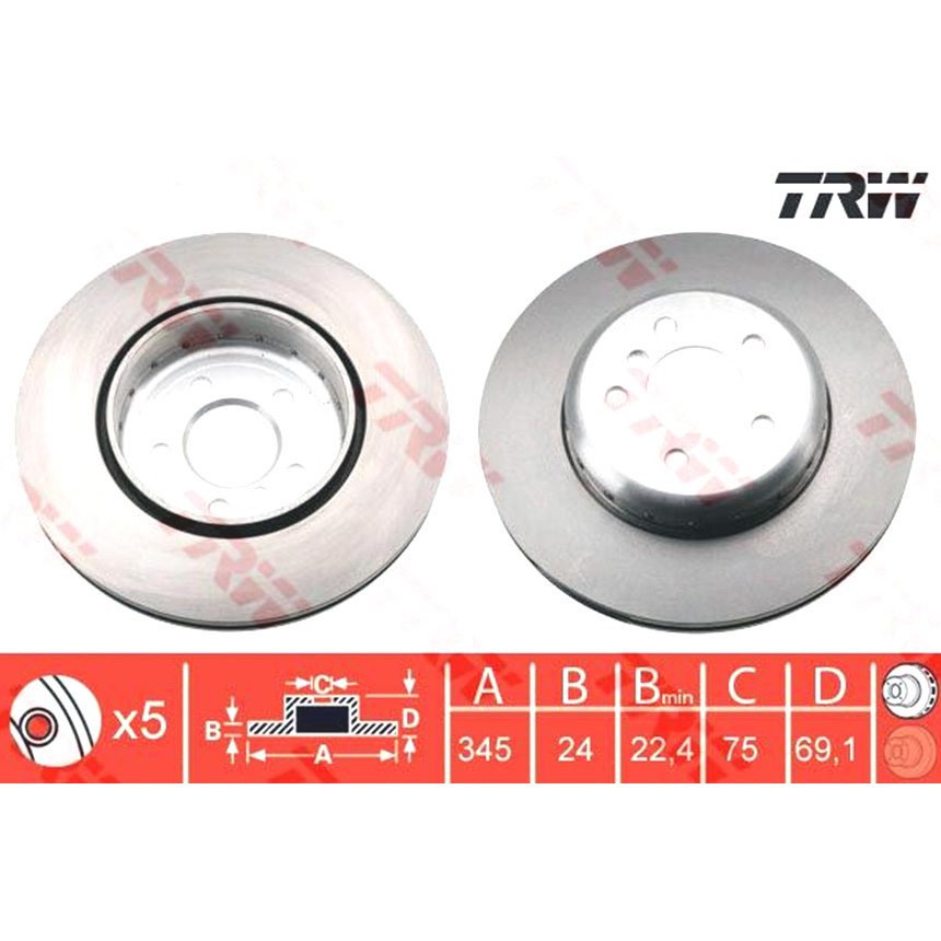 BMW 740i Li F01 F02 08-15년 TRW 뒤세트 브레이크디스크 E28Q