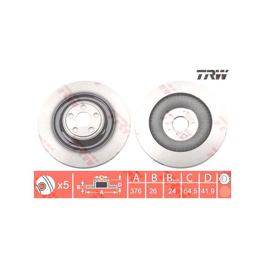 재규어 XK 5.0 XKR 06-14년 TRW 뒤세트 브레이크디스크 762Q