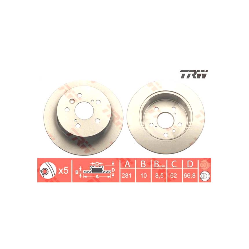 토요타 캠리 3.5 11-현재 TRW 뒤세트 브레이크디스크 6P7A