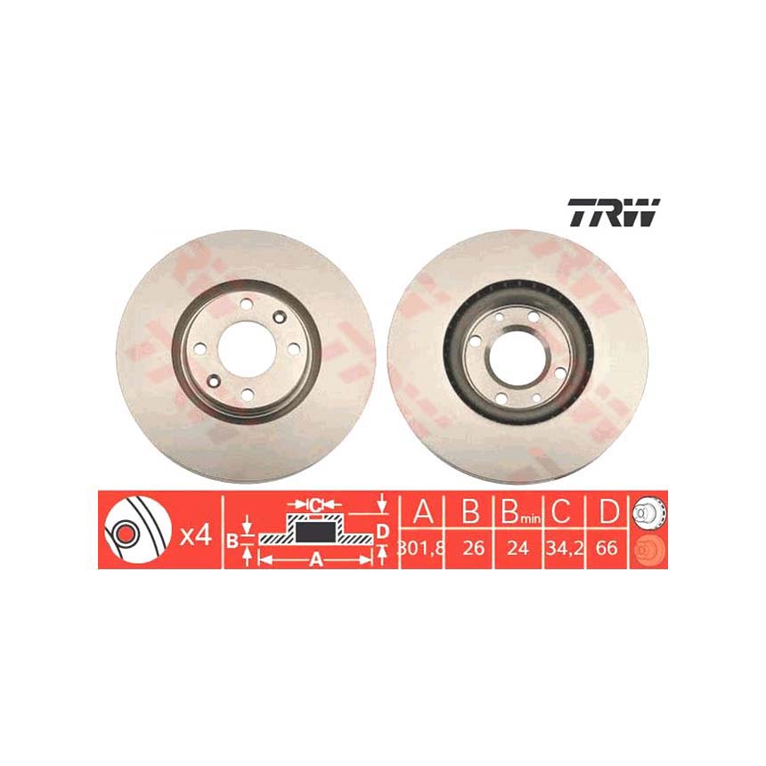 혼다 시빅 1.5 15-현재 TRW 앞세트 브레이크디스크 J8XS