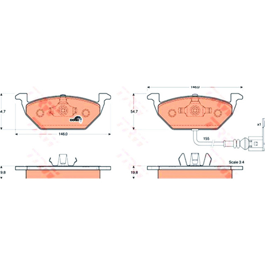 폭스바겐 제타 2.0 162 10-현재 TRW 앞쪽 브레이크패드 SHI6