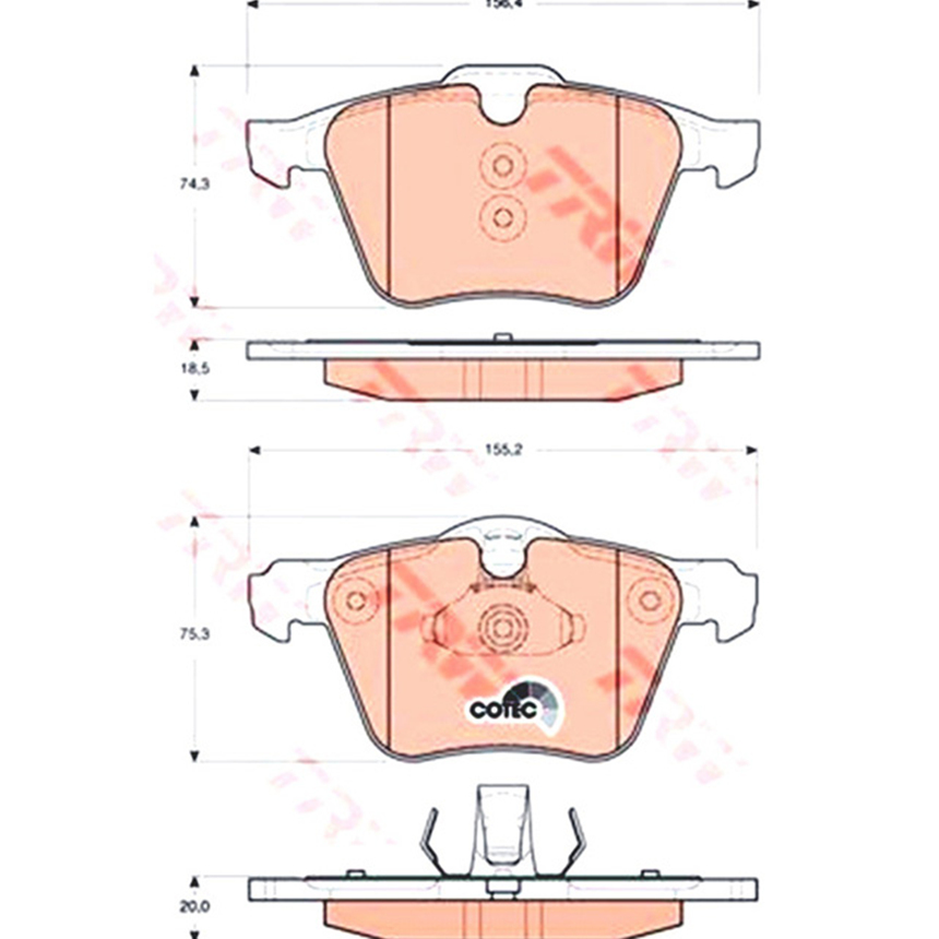 볼보 S60 T 10-18년 TRW 앞쪽 브레이크패드 P1BY