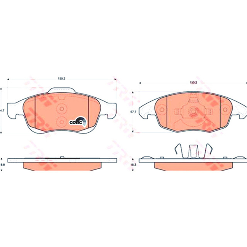 푸조 5008 1.6 HDi 10-17년 TRW 앞쪽 브레이크패드 K1M1