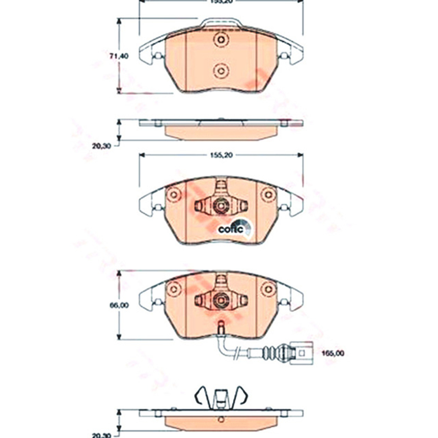 아우디 TT 1.8 TFSI 8J 06-14년 TRW 앞쪽 브레이크패드 72EK