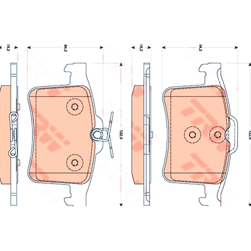 재규어 XK 5.0 XKR 06-14년 TRW 뒤쪽 브레이크패드 34TM