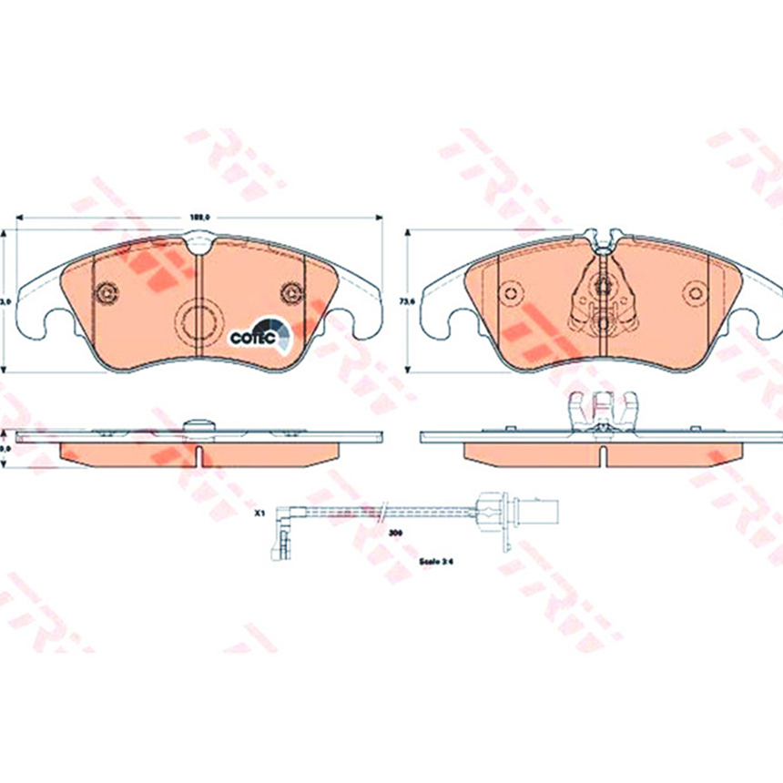 아우디 A7 2.0 TFSI 4G 10-18년 TRW 앞쪽 브레이크패드 6EQT
