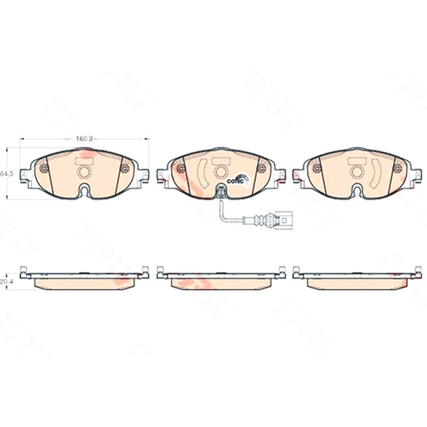 폭스바겐 골프 1.2 TSI 5G1 12-현재 TRW 앞쪽 브레이크패드 A3FP