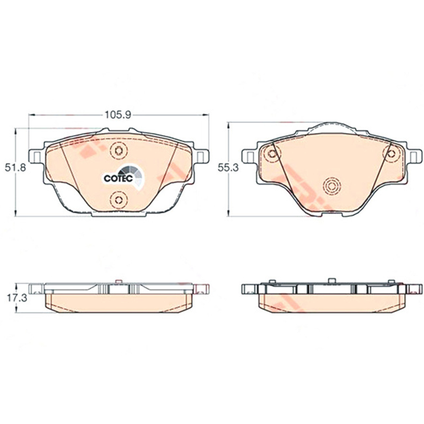 푸조 5008 1.5 BlueHDi 16-현재 TRW 뒤쪽 브레이크패드 JNGM