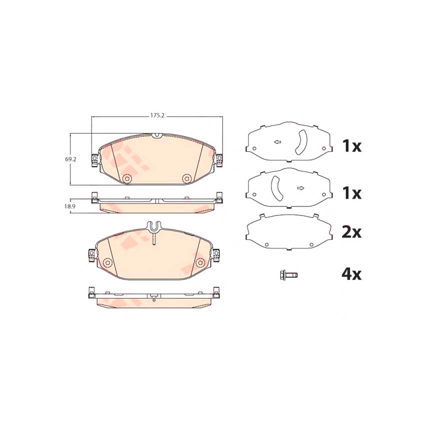 벤츠 E220d C238 16-현재 TRW 앞쪽 브레이크패드 13WV