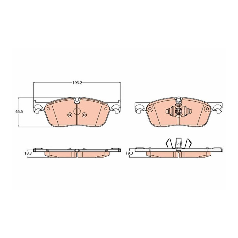 재규어 XE 2.0 15-현재 TRW 앞쪽 브레이크패드 8AM4