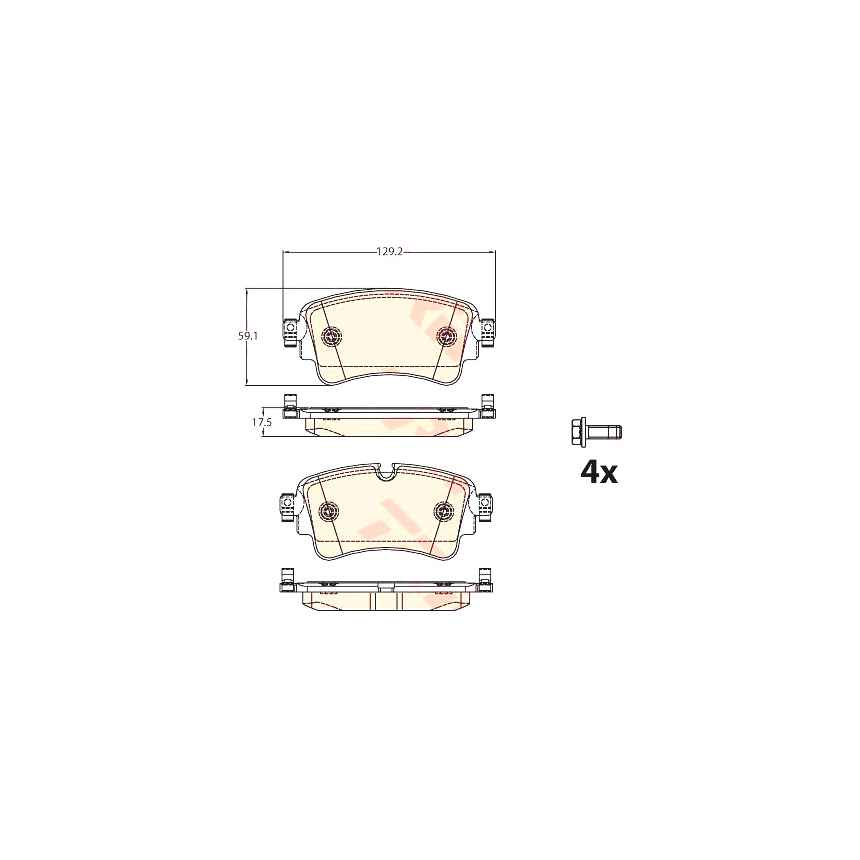 아우디 A4 3.0 TDI 8W 15-현재 TRW 뒤쪽 브레이크패드 4C74