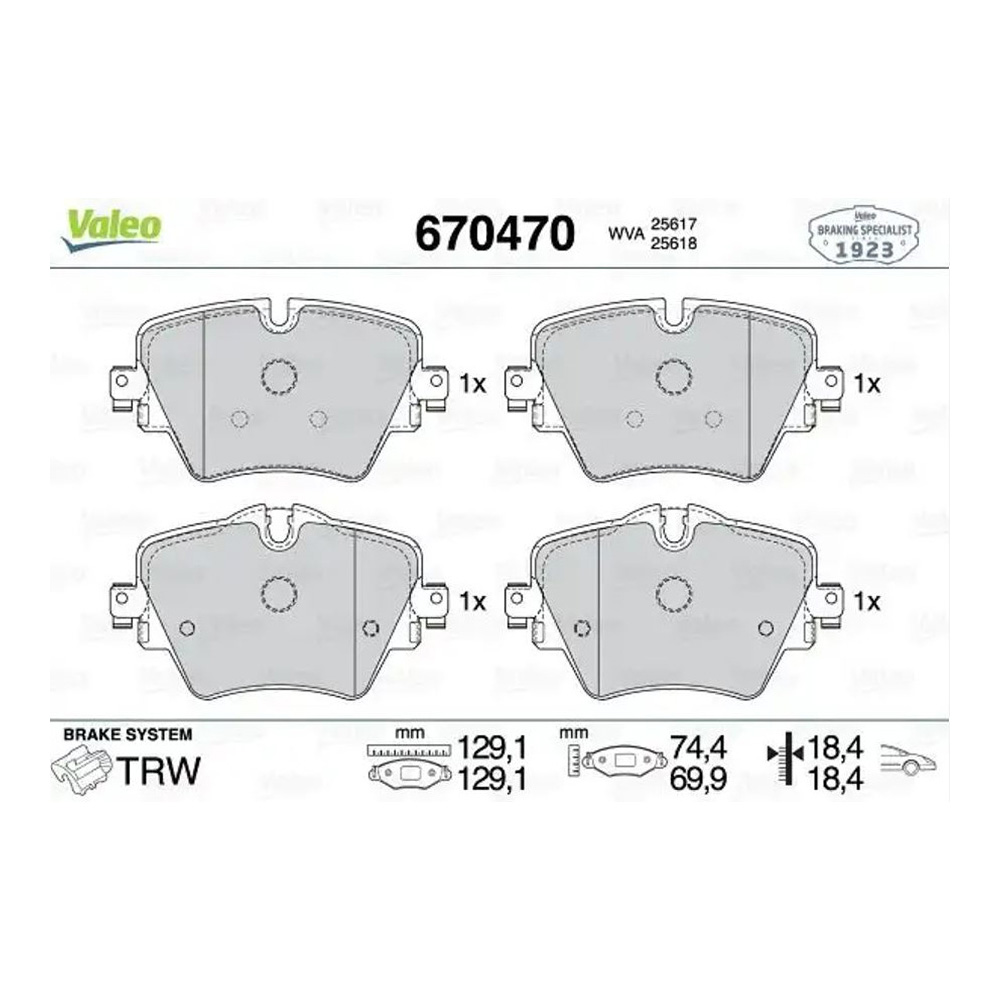 BMW X2 20d F39 17-23년 VALEO 앞쪽 브레이크패드 56NK