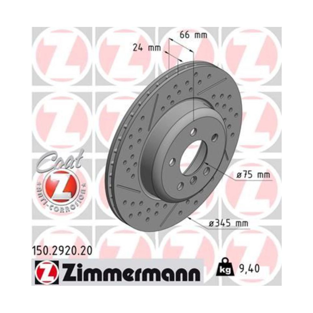 BMW 335i F30 11-15년 ZIMMERMANN 뒤세트 브레이크디스크 DABY