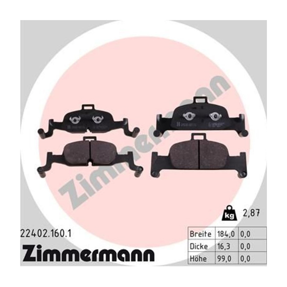 아우디 A4 3.0 TDI 8W 15-현재 ZIMMERMANN 앞쪽 브레이크패드 VMOU