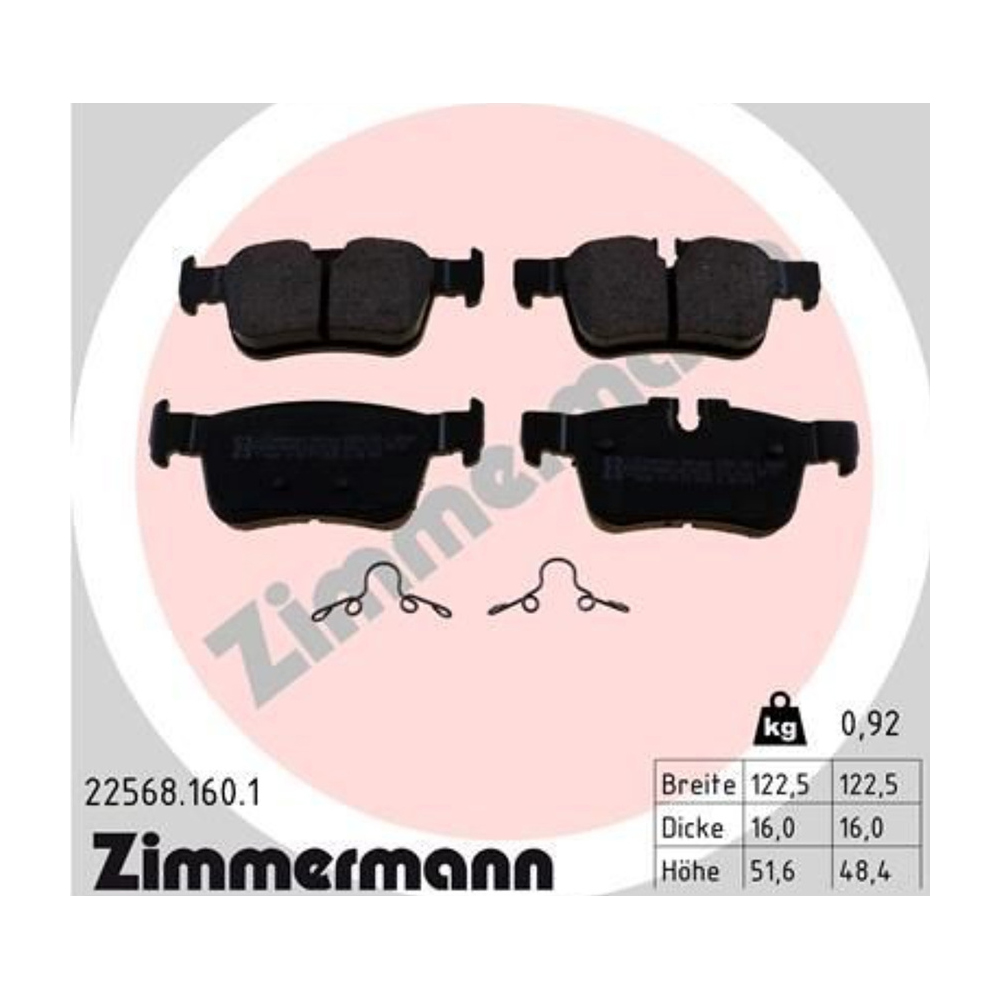 볼보 S90 T8 16-현재 ZIMMERMANN 뒤쪽 브레이크패드 8F6Q