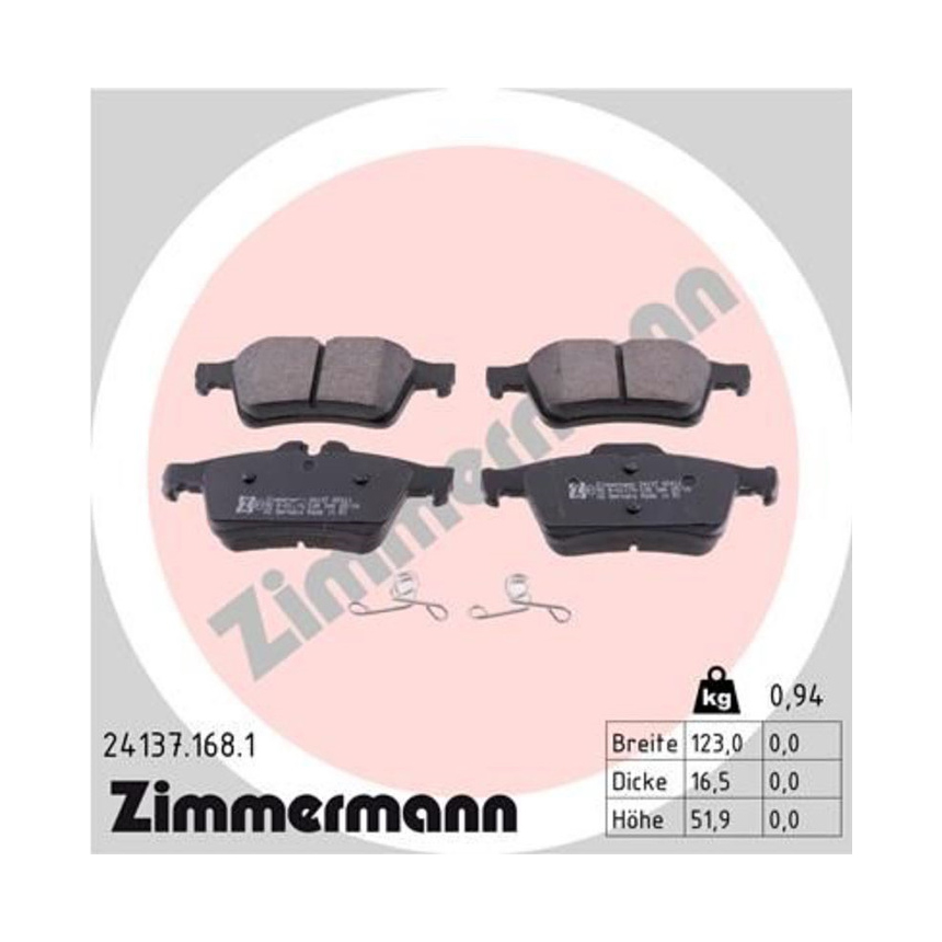 재규어 XK 5.0 XKR 06-14년 ZIMMERMANN 뒤쪽 브레이크패드 A72A
