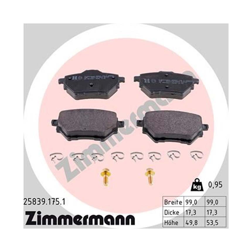 시트로엥 그랜드 C4 피카소 1.2 THP 13-현재 ZIMMERMANN 뒤쪽 브레이크패드 C42A