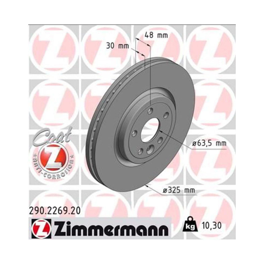 재규어 XE 3.0 S 15-현재 ZIMMERMANN 앞세트 브레이크디스크 VPJF