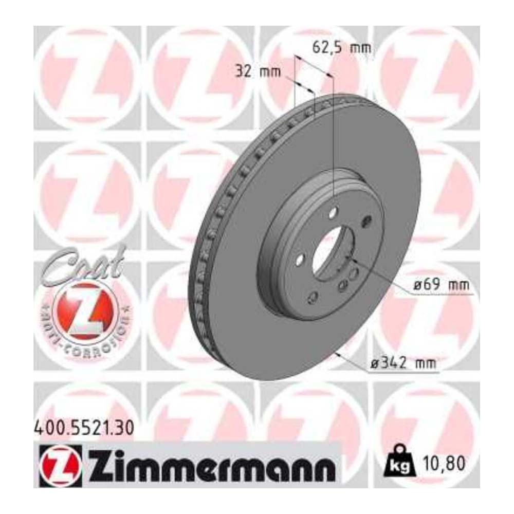 벤츠 GLC250 X253 15-19년 ZIMMERMANN 앞세트 브레이크디스크 3B13