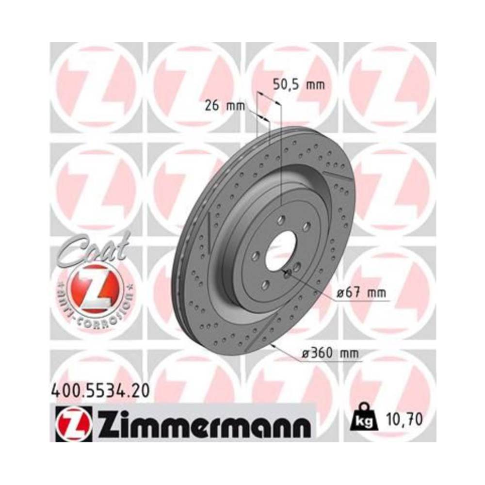 벤츠 SL65 AMG R231 12-현재 ZIMMERMANN 뒤세트 브레이크디스크 4Q1K