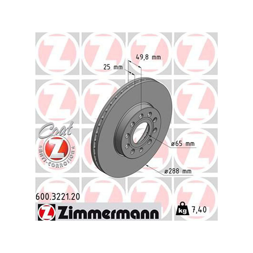 폭스바겐 골프 1.2 TSI 5G1 12-현재 ZIMMERMANN 앞세트 브레이크디스크 2T8V