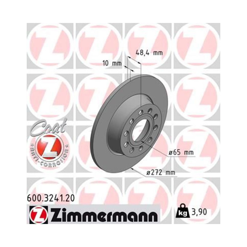 폭스바겐 골프 1.2 TSI 5G1 12-현재 ZIMMERMANN 뒤세트 브레이크디스크 6D4E