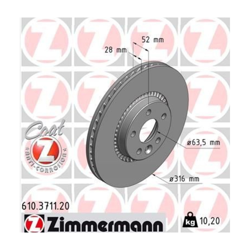 볼보 S60 T 10-18년 ZIMMERMANN 앞세트 브레이크디스크 2NER